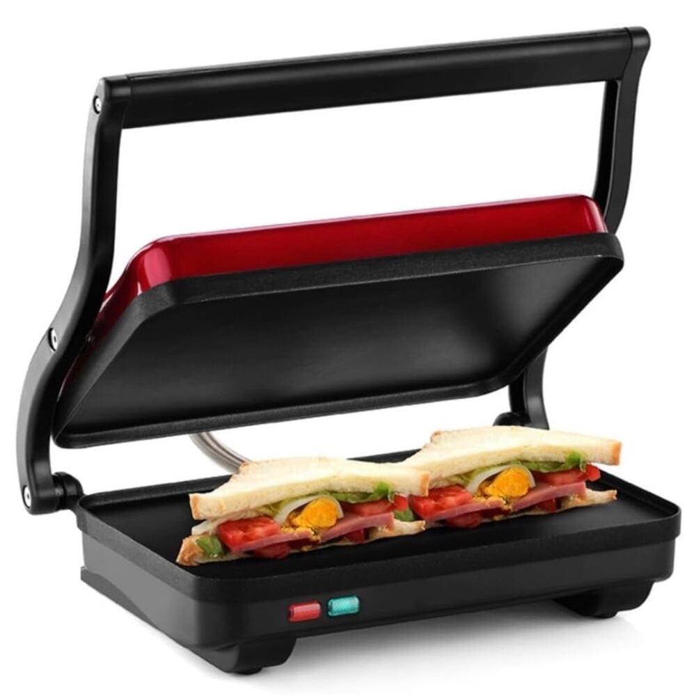 Holstein 2 Slice Griddle Panini Press Red HH-0910601R Non-Stick Compact